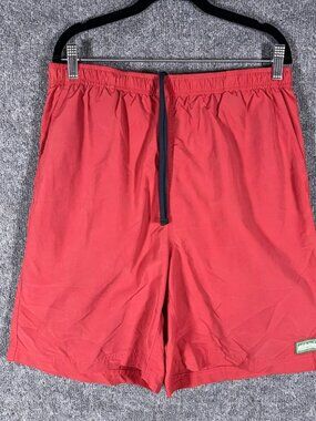 L.L. Bean Shorts Mens Large Red Nylon Swim Trunks Mesh Lined Drawstring Board
